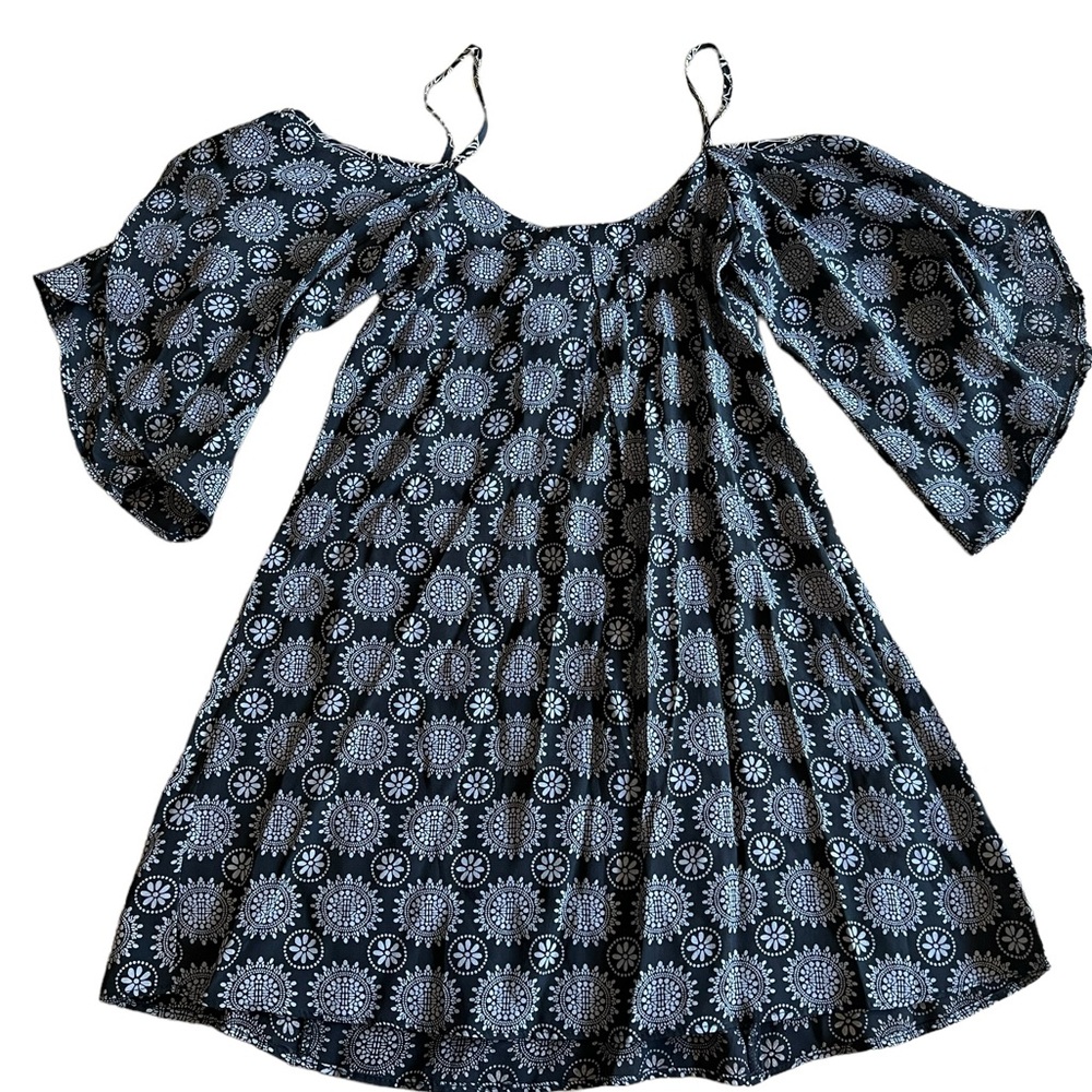 LUCY LOVE Kenzie Tunic Made in USA Size S Boho Black Geo Floral Print MSRP $75 - Picture 5 of 8